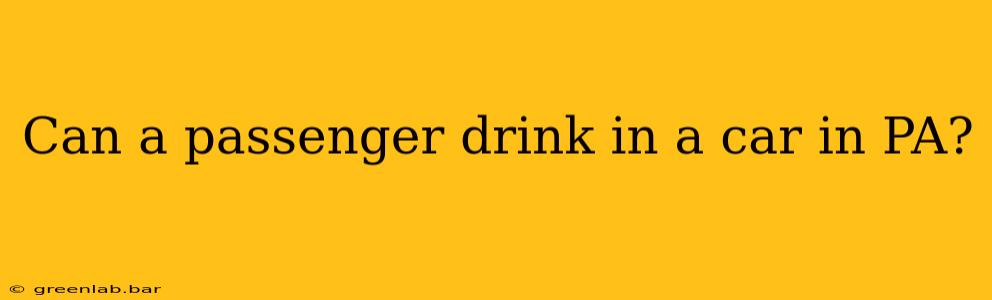 Can a passenger drink in a car in PA?