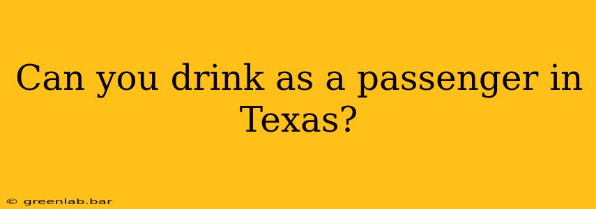 Can you drink as a passenger in Texas?