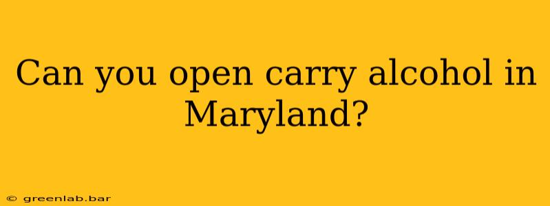 Can you open carry alcohol in Maryland?