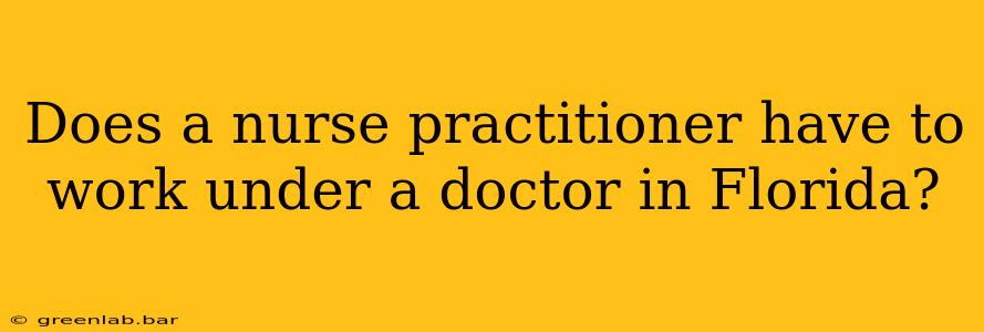 Does a nurse practitioner have to work under a doctor in Florida?