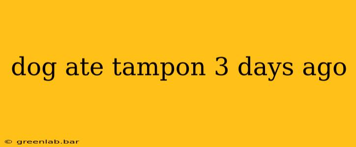 dog ate tampon 3 days ago