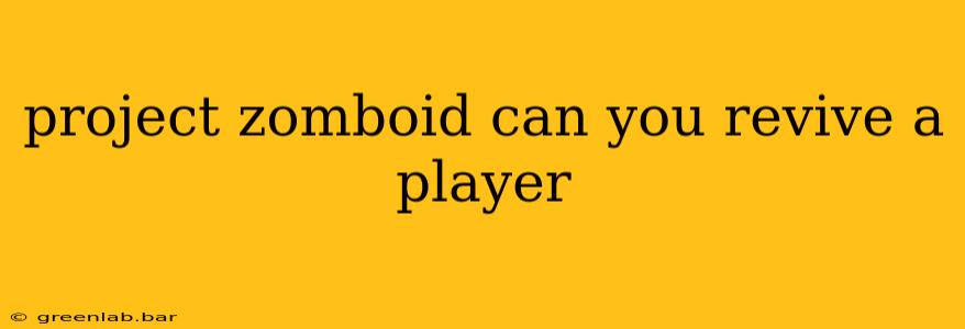 project zomboid can you revive a player