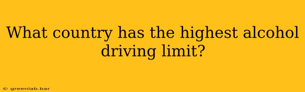 What country has the highest alcohol driving limit?