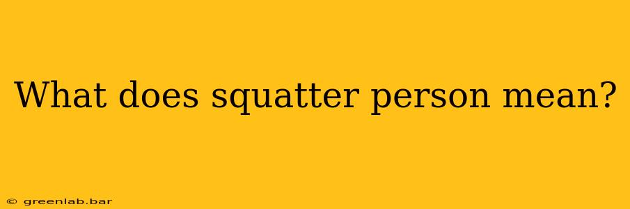 What does squatter person mean?