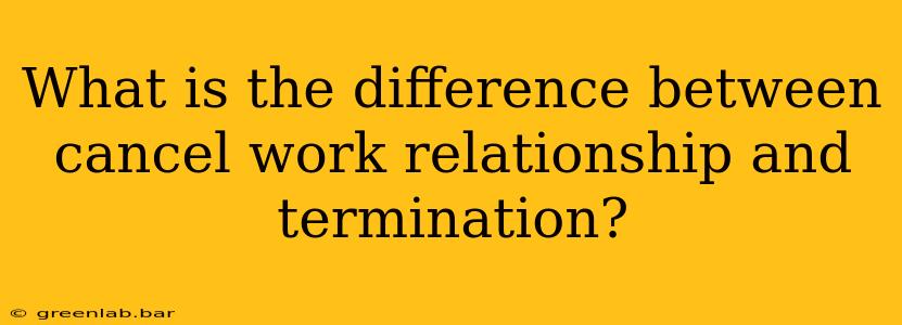 What is the difference between cancel work relationship and termination?