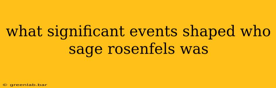 what significant events shaped who sage rosenfels was