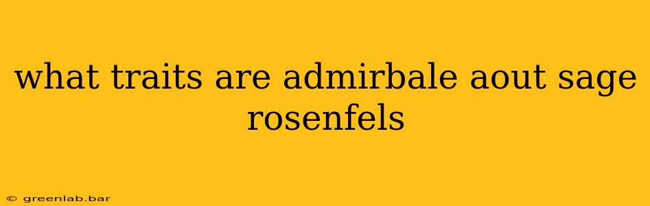 what traits are admirbale aout sage rosenfels