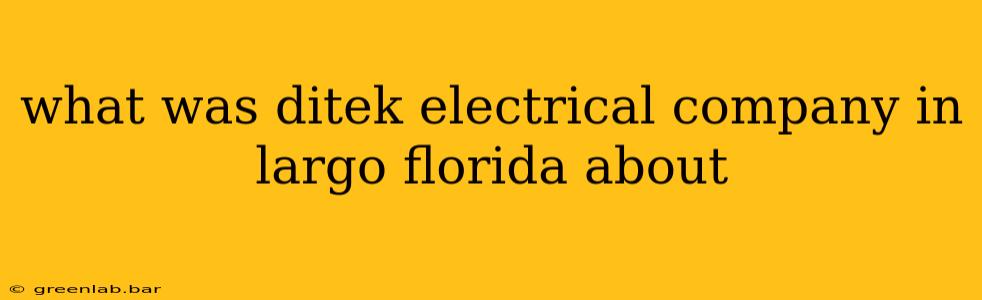 what was ditek electrical company in largo florida about