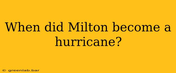 When did Milton become a hurricane?